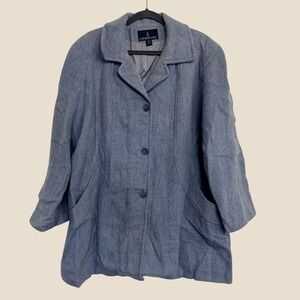 Vintage London Fog Size 18 Blue Gray Tailored Wool Blend Coat Pocket